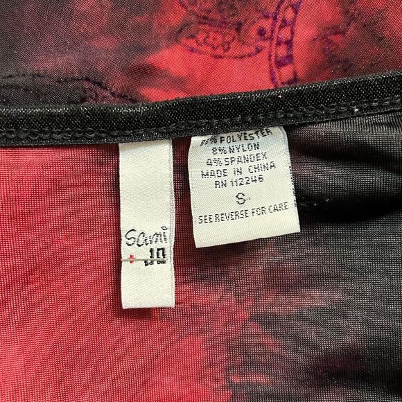 Y2K red & white abstract paisley rose appliqué top whimsigoth fairy grunge dark - Picture 5 of 8